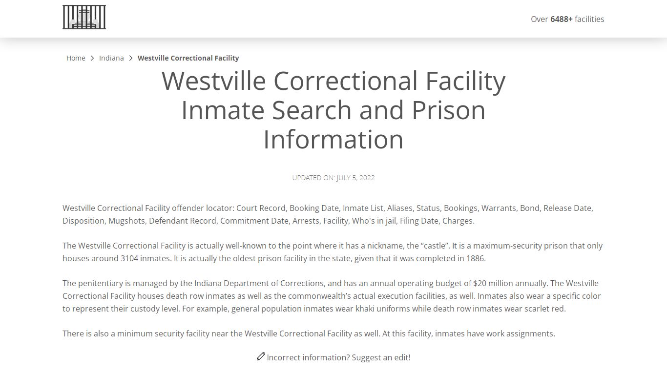 Westville Correctional Facility Inmate Search, Visitation ...